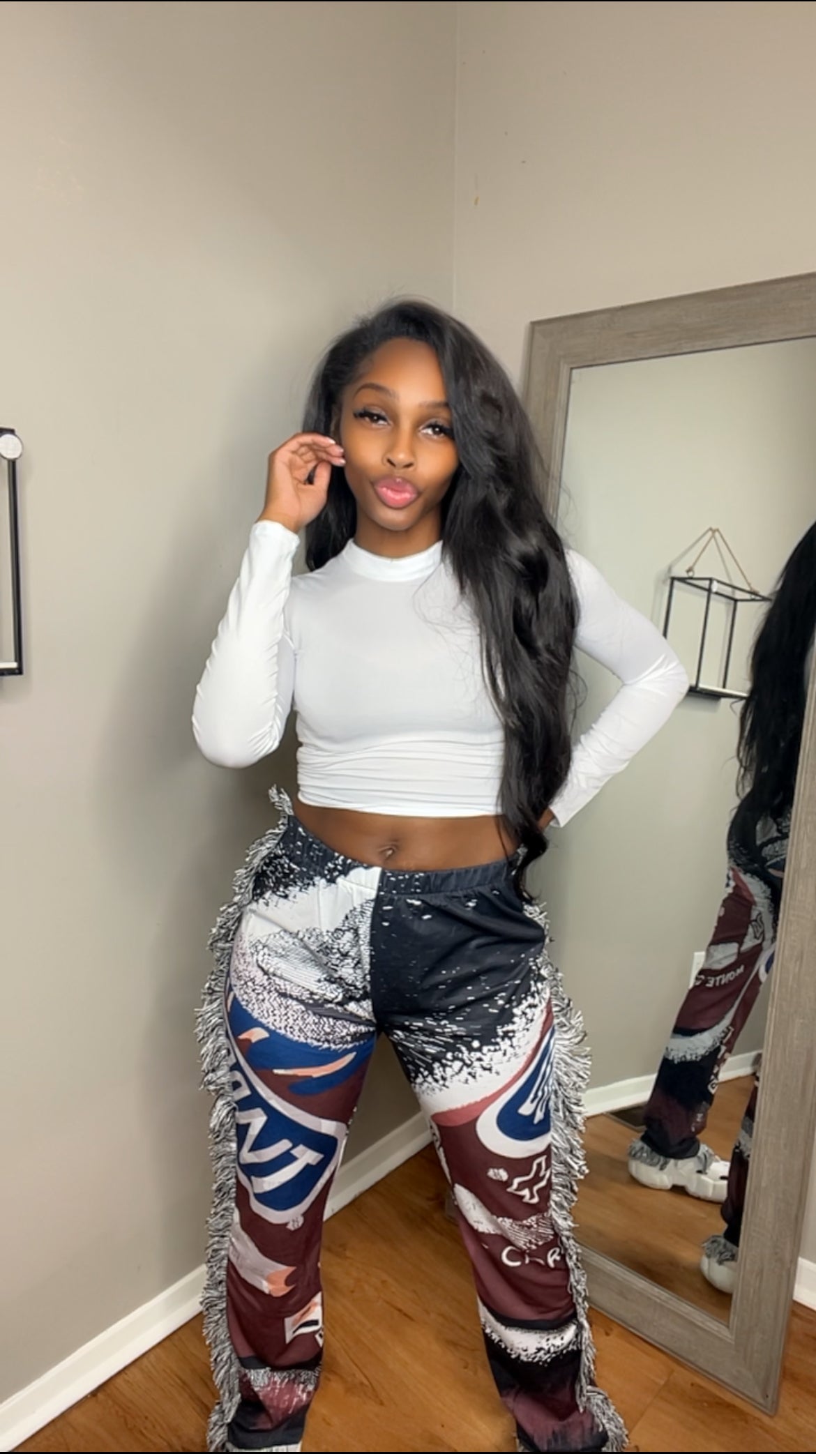 White Long sleeve Crop
