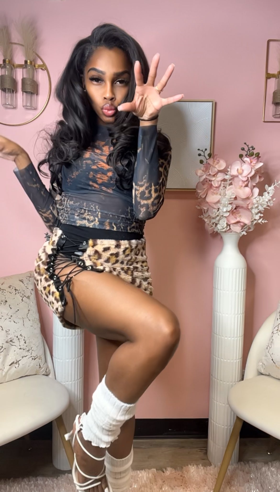 Cheetah Slit Skirt