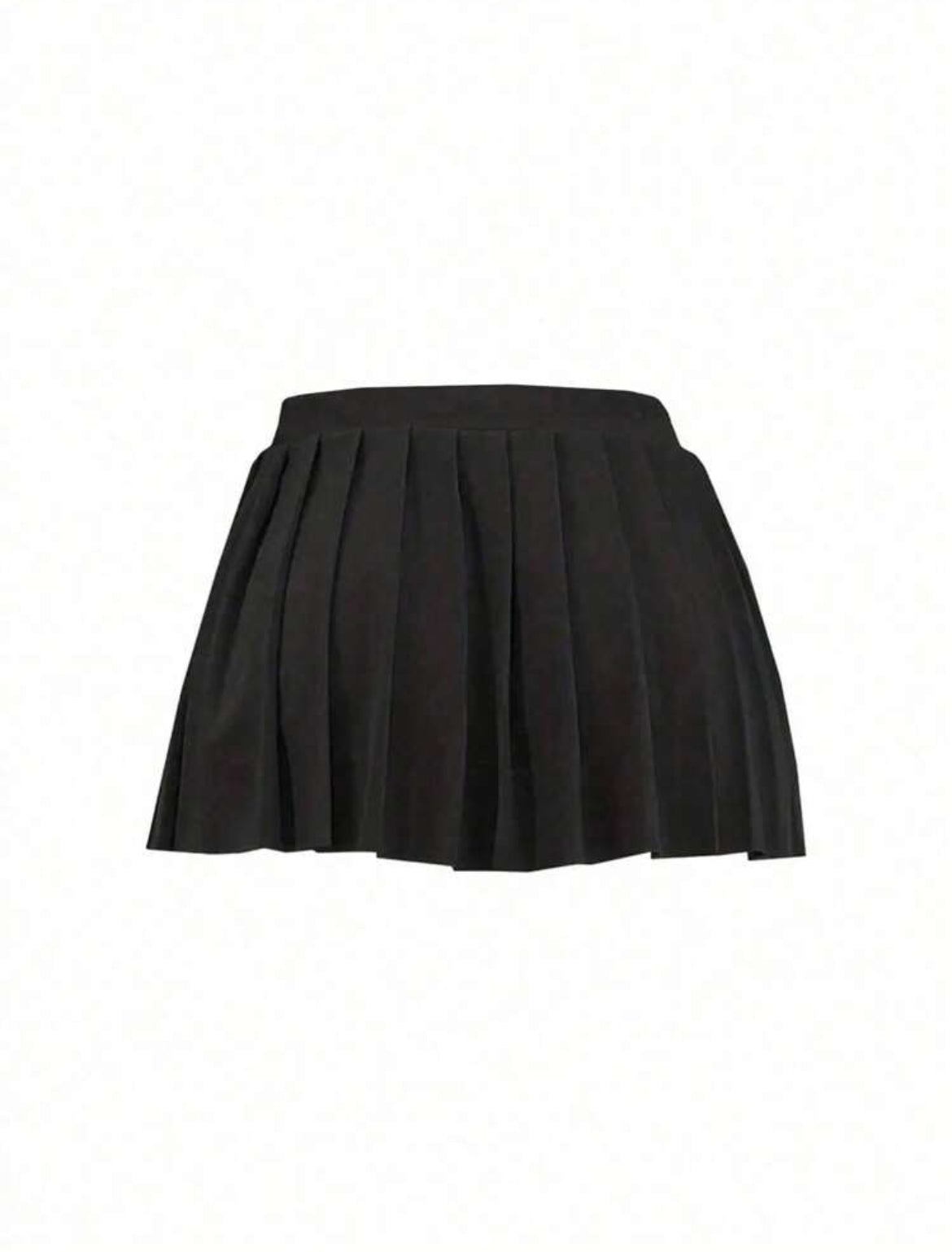 Plus Black Pleated Skirt